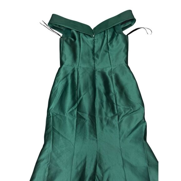 Alfred Sung D760 Hunter Green Off-Shoulder Trumpet Gown w/ Front Slit 8R - Picture 7 of 16